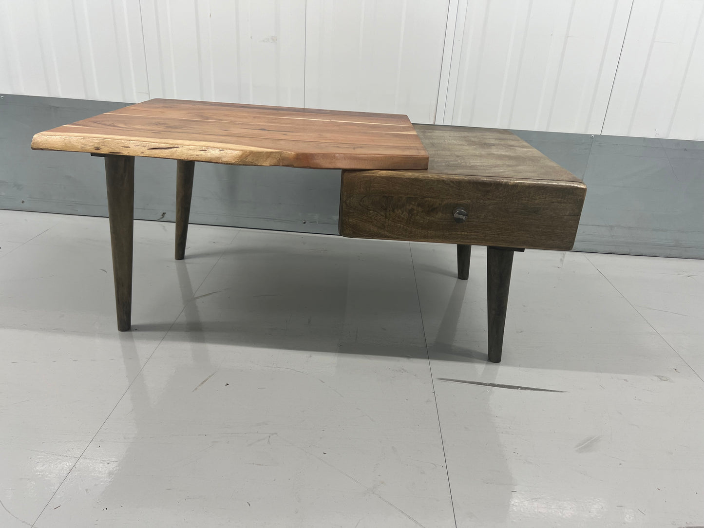 Live Edge Solid Wood Coffee Table with Drawer