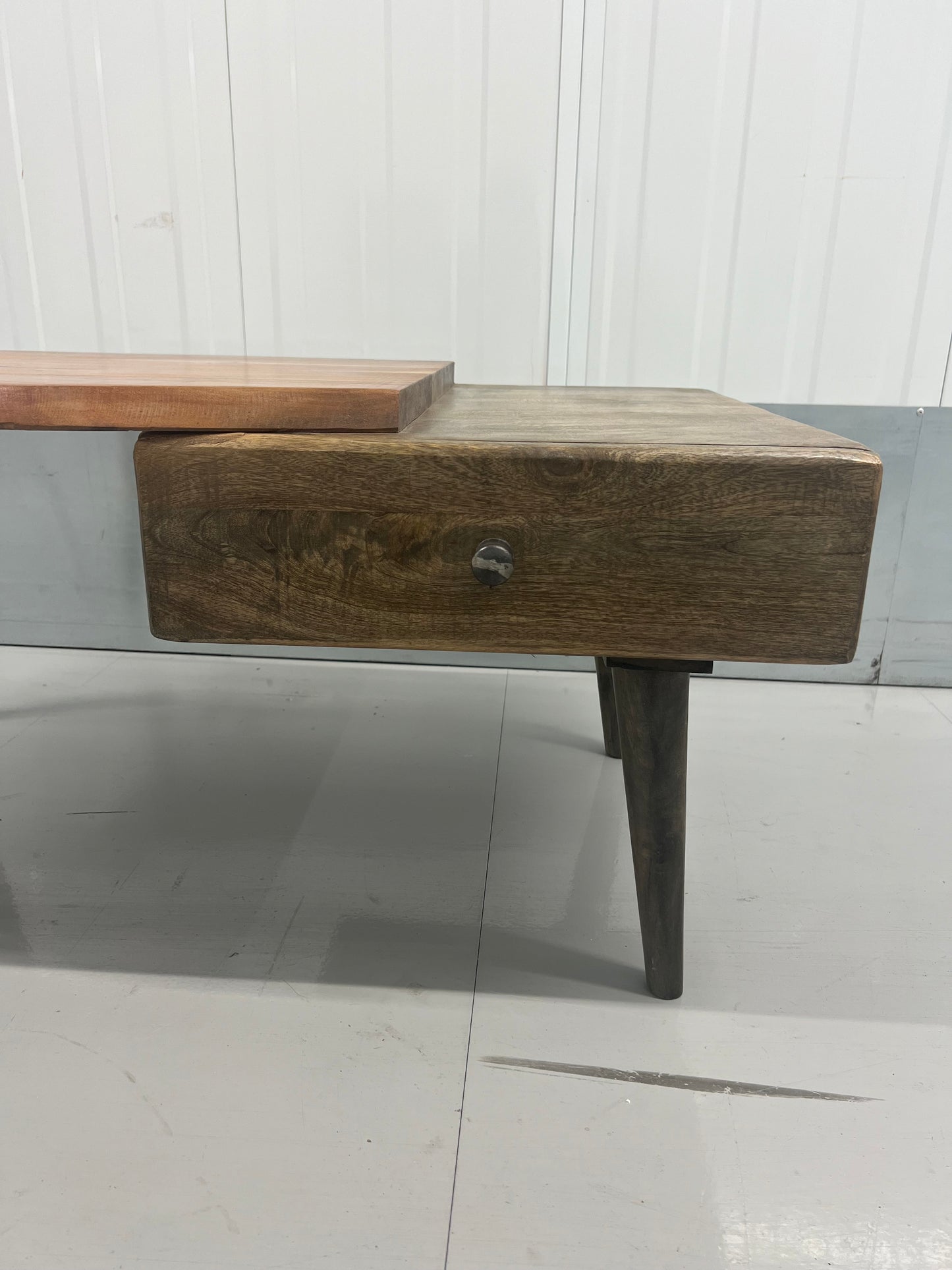 Live Edge Solid Wood Coffee Table with Drawer