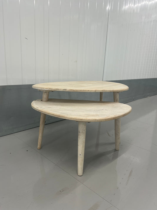 Vigo Nesting Coffee Tables - Mid-Century Modern Inspired with Rustic
Whitewashed Finish